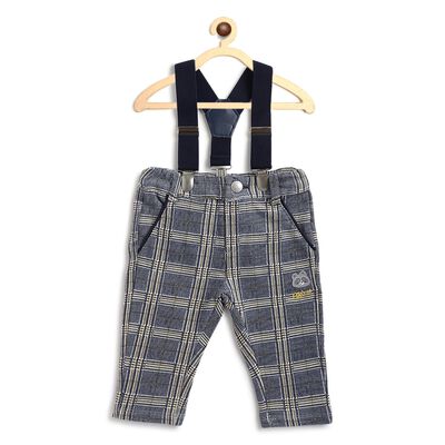 Boys Blue Checked Trouser with Suspenders